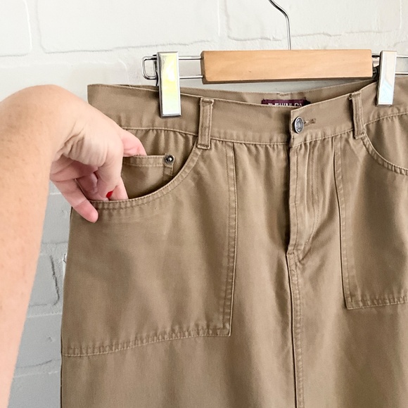 Vintage Y2K Maxi Sirt Cargo Column Cotton Minimalist Pockets Tan Beige Sz 10 - Picture 5 of 15